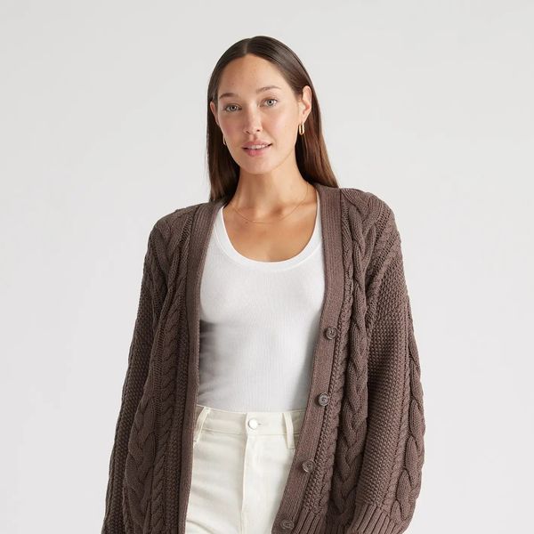 Quince 100% Organic Cotton Oversized Cable Cardigan
