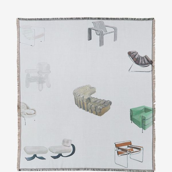 Curves by Sean Brown Off-White Chairs Throw Blanket