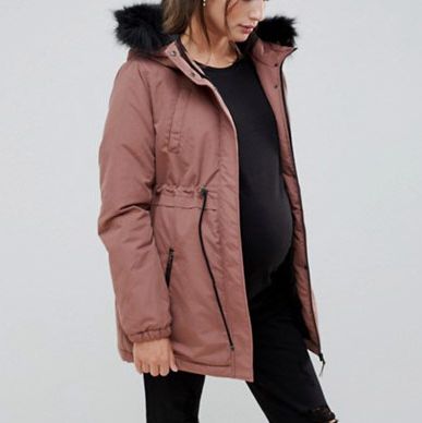 Sweet Mommy Maternity and Babywearing Quilted Parka Coat with Removable Panel 