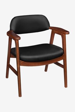 Regency Mid-Century Modern Solid Wood Upholstered Accent Chair, Cherry/Black