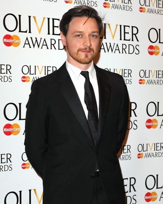 James McAvoy poses in the press room during the 2012 Olivier Awards at The Royal Opera House on April 15, 2012 in London, England.