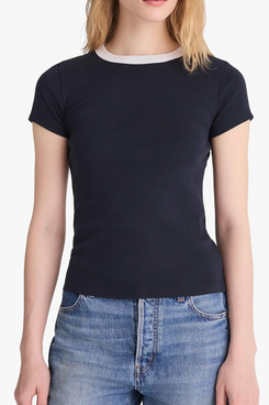 Madewell Ribbed Short Sleeve Crew Neck Tee with Center Back