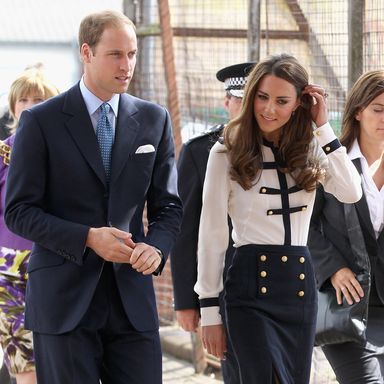 BIRMINGHAM, ENGLAND - AUGUST 19: Prince William, Duke of Cambridge and Catherine, Duchess of Cambridge arrive at Summerfield Community Centre, on August 19, 2011 in Birmingham, England. The Centre is at the heart of the Winson Green Community which was very badly affected by the riots last week.   (Photo by Chris Jackson/Getty Images)
