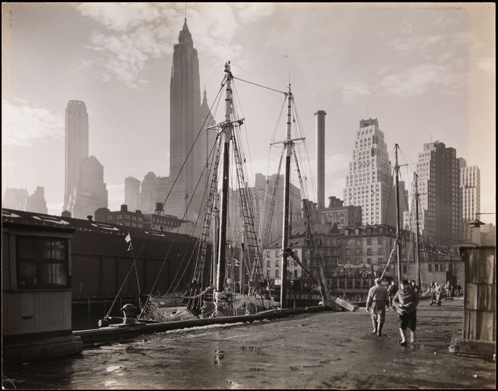 The Seaport as Berenice Abbott saw it in 1936, with 70 Pine Street in the background.