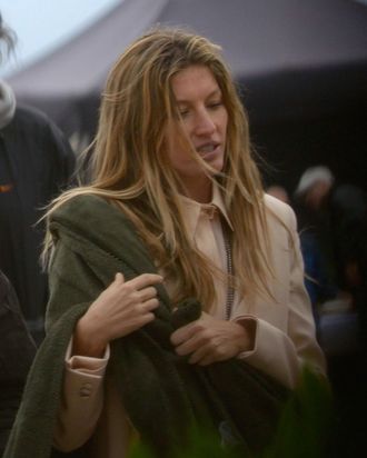 Gisele on the beach in Barcelona.