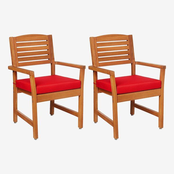 Amazon Aware FSC Certified Outdoor Dining Chairs with Cushions, Acacia Wood, Set of 2