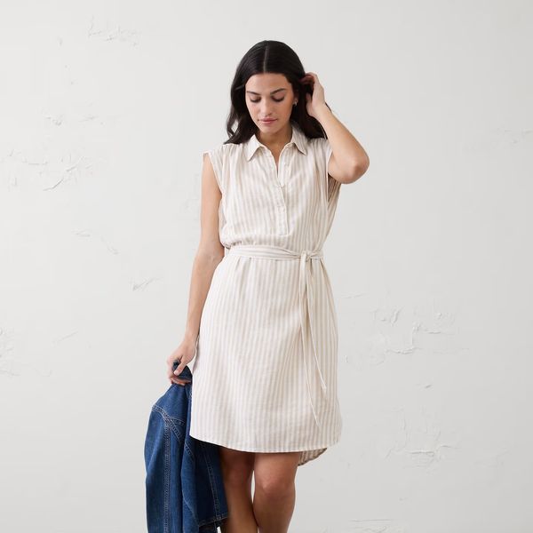 Banana Republic Factory Linen-Blend Knee-Length Shirtdress
