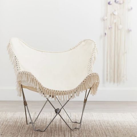 PB Teen Ivory Canvas Butterfly Chair