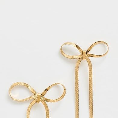 By Adina Eden Herringbone Bow Tie Drop Stud Earrings