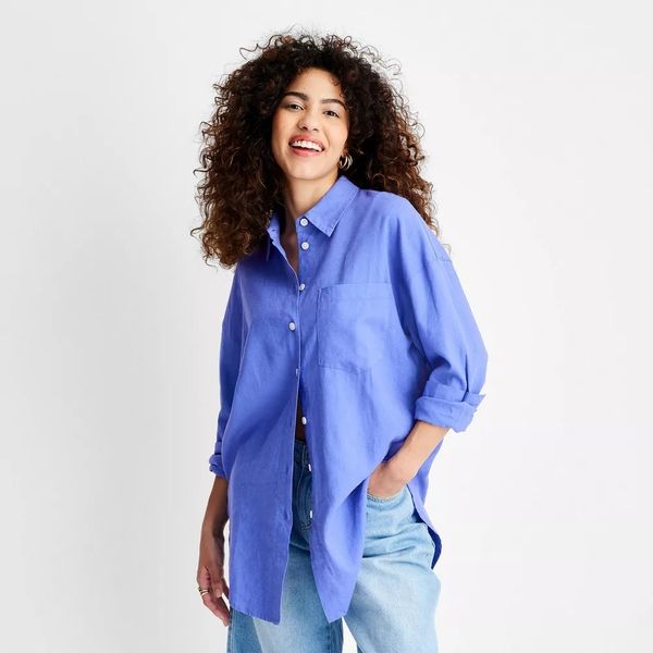 Future Collective Women's Long Sleeve Oversized Poplin Shirt