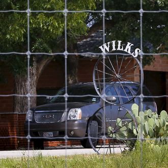 A sign bearing the name Wilks can be seen on the Faris Wilks compound near Cisco