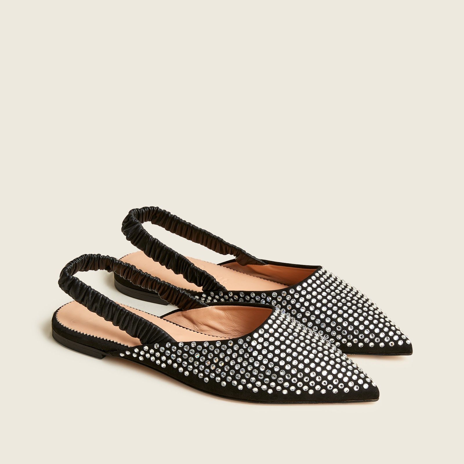 Crystal stretchy slingback mules