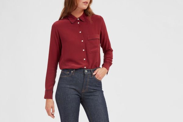 Everlane Piped Silk Pocket Shirt