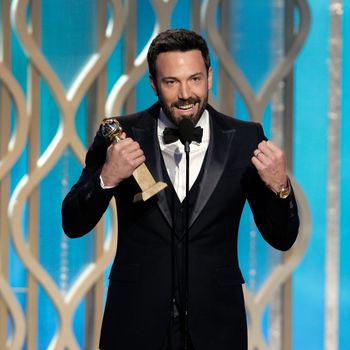 In this handout photo provided by NBCUniversal, Actor Ben Affleck accepts the Best Director award for Motion Picture, 