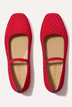 Rothy’s The Max Square Mary Jane in Red Crisp Basketweave