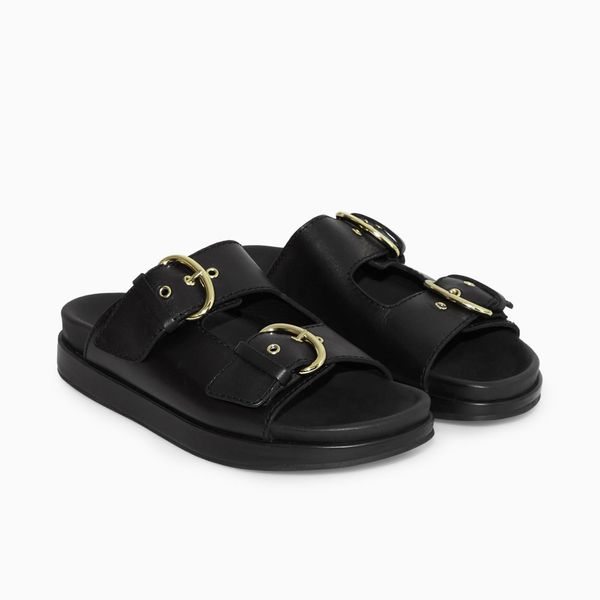 COS Chunky Buckled Leather Slides