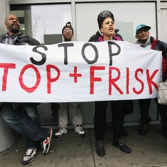 NEW YORK, NY - JANUARY 27: Opponents of the New York Police Department’s controversial 