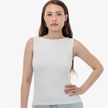 Los Angeles Apparel Baby Rib Sleeveless Boatneck Top