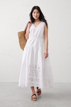 Banana Republic Factory Poplin Eyelet-Hem Midi Dress
