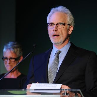 Presenters Christopher Guest and Jamie Lee Curtis speak onstage at Global Green USA's 15th annual Millenium Awards