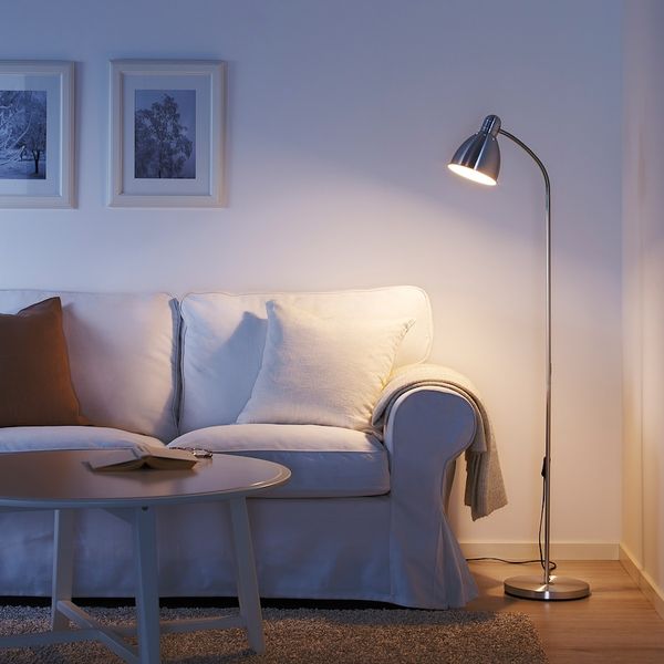 Ikea Lersta Aluminum Chrome Effect Floor/Reading Lamp