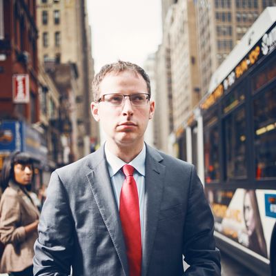 Nate Silver on 40th and 8th avenue next to the New York Times building