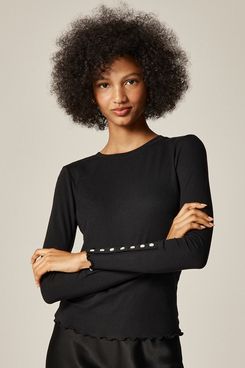 J.Crew Refined Rib Long-Sleeve T-Shirt With Button Cuffs