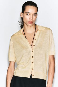 Cos Knitted Linen-Merino Short-Sleeved Shirt