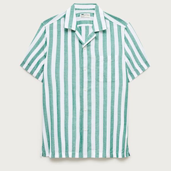 J.Crew Short-Sleeve Camp-Collar Shirt in Cotton-Linen Blend