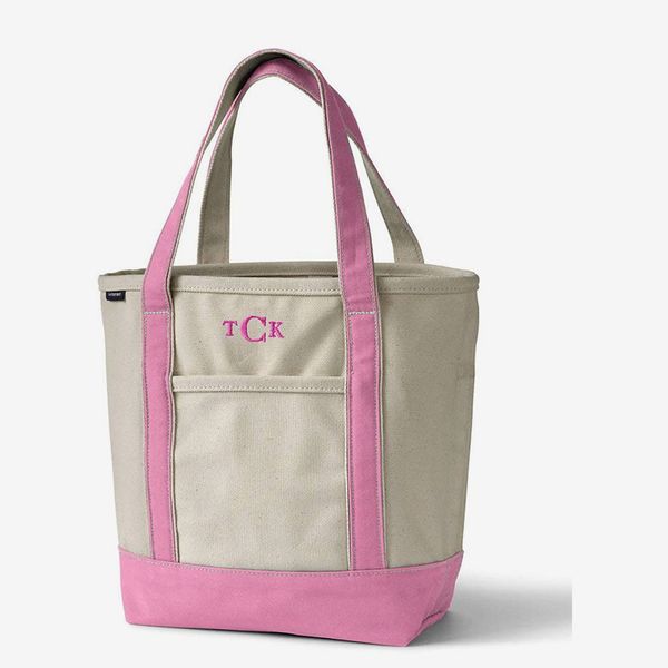 Lands' End Medium Natural Open Top Canvas Tote Bag