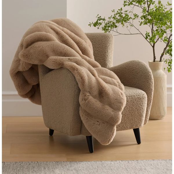Cozy Earth Channel Cuddle Faux Fur Throw Blanket