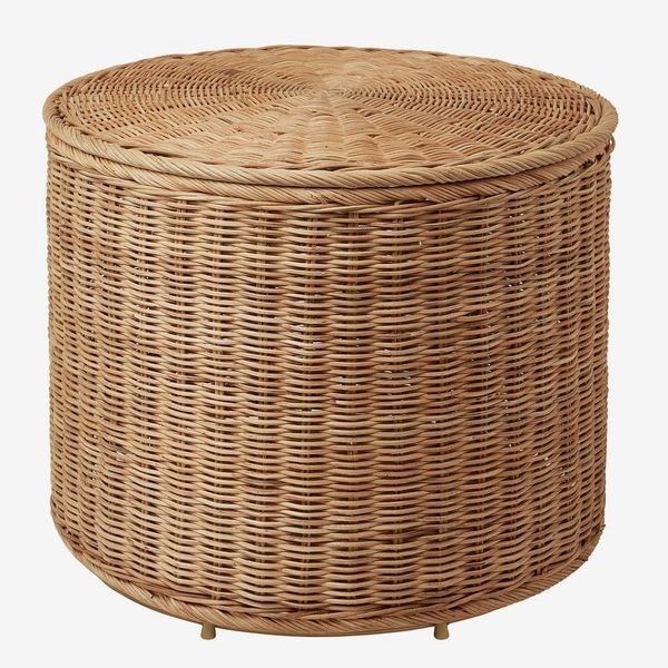 Tolkning Handmade Rattan Pouf With Storage