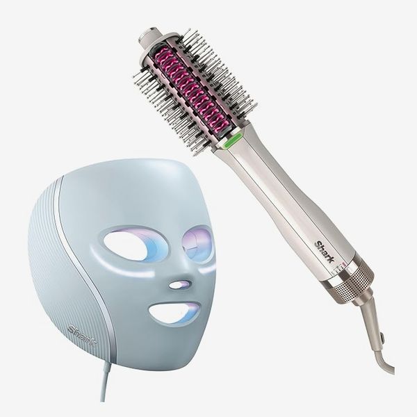 Shark CryoGlow Blue Frost LED Face Mask + SmoothStyle Heated Comb & Blow Dryer Brush