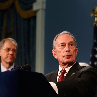 New York City Mayor Michael Bloomberg speaks to the media at New York's City Hall after a ruling invalidating the city's plan to ban large sugary drinks from restaurants and other eateries, March 11, 2013. 