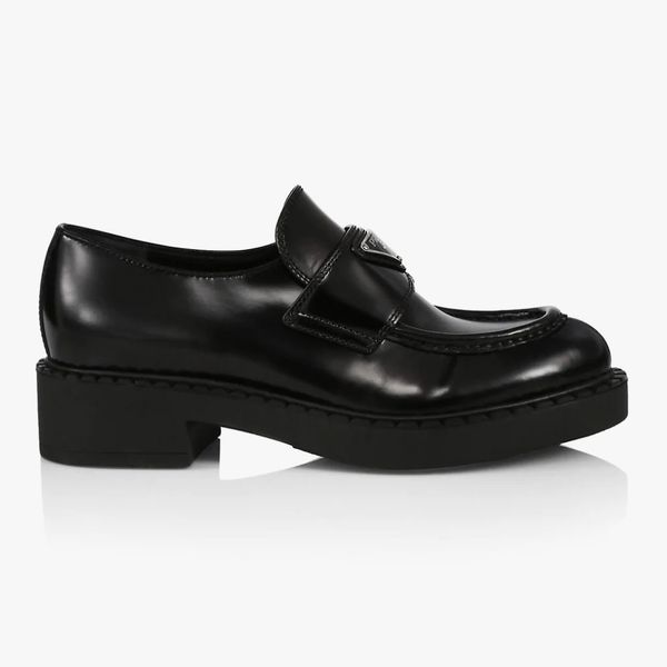 Prada Logo Leather Loafers