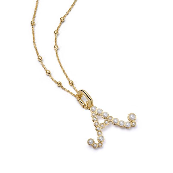 Daisy Pearl Initial Charm Necklace