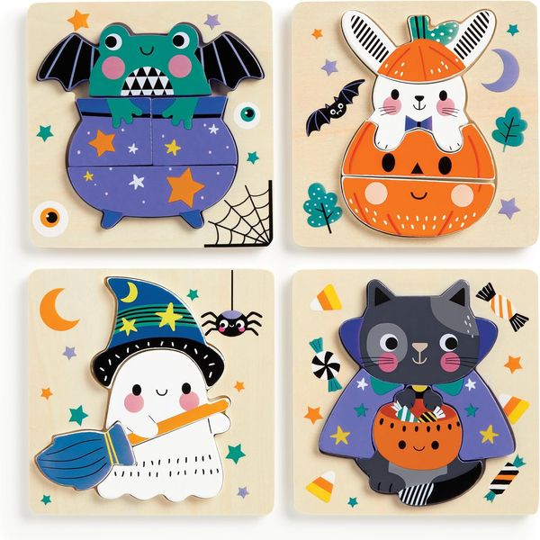 Mudpuppy Spooky Friends - Set of 4 Wooden Puzzles