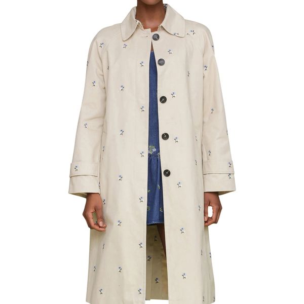 Avec Les Filles Floral Embroidered Trench Coat