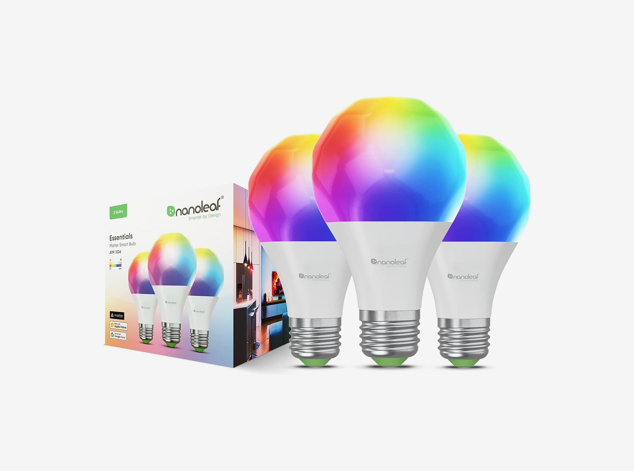 Nanoleaf Essentials Matter A19 Smart Bulbs - 3-Pack