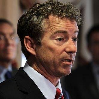 U.S. Senator Rand Paul (R-KY) speaks during a news conference June 13, 2013 at the Capitol Hill Club on Capitol Hill in Washington, DC. Senator Paul was joined by lawmakers and other groups to discuss the National Security Agency's surveillance program. 