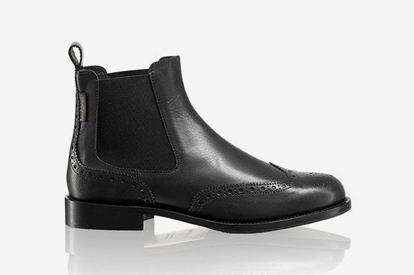 ladies black brogue chelsea boots