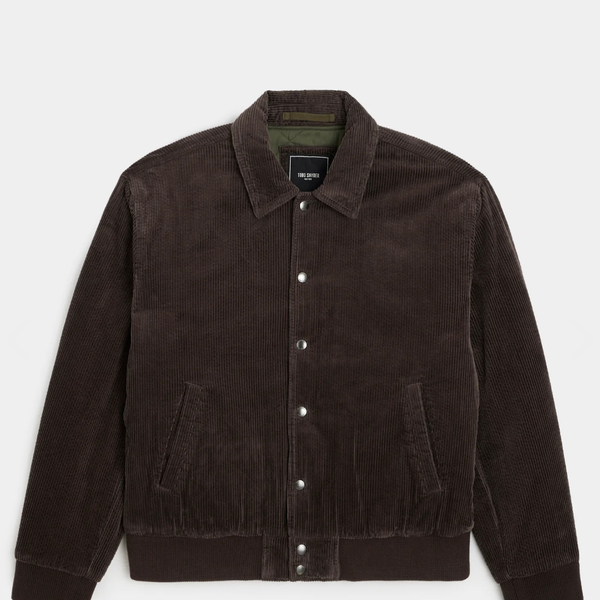 Todd Snyder Corduroy Varsity Jacket in Chocolate