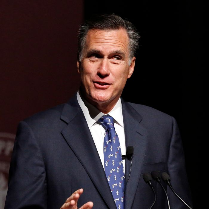 Former GOP presidential candidate Mitt Romney addresses the student body and guests at Mississippi State University in Starkville, Miss., Wednesday, Jan. 28, 2015. Romney joked about his time as a candidate and addressed a number of world issues including terrorism, world economy and domestically 