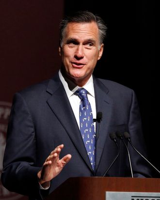 Former GOP presidential candidate Mitt Romney addresses the student body and guests at Mississippi State University in Starkville, Miss., Wednesday, Jan. 28, 2015. Romney joked about his time as a candidate and addressed a number of world issues including terrorism, world economy and domestically 