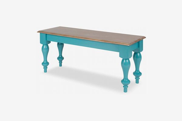 Kate and Laurel Rustic Wood-Top Bench, Teal, 40 Inches Wide