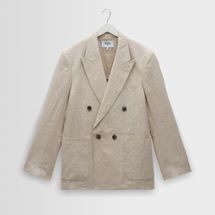 Wax London Vigo Natural Linen Double-Breasted Blazer