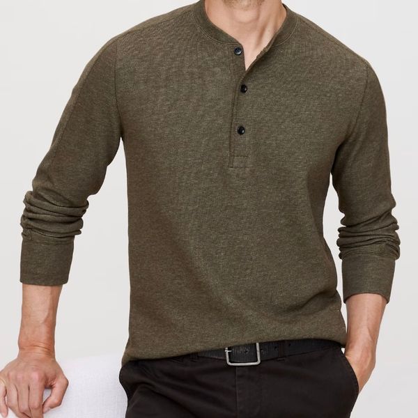Banana Republic Slub Double-Knit Henley T-Shirt