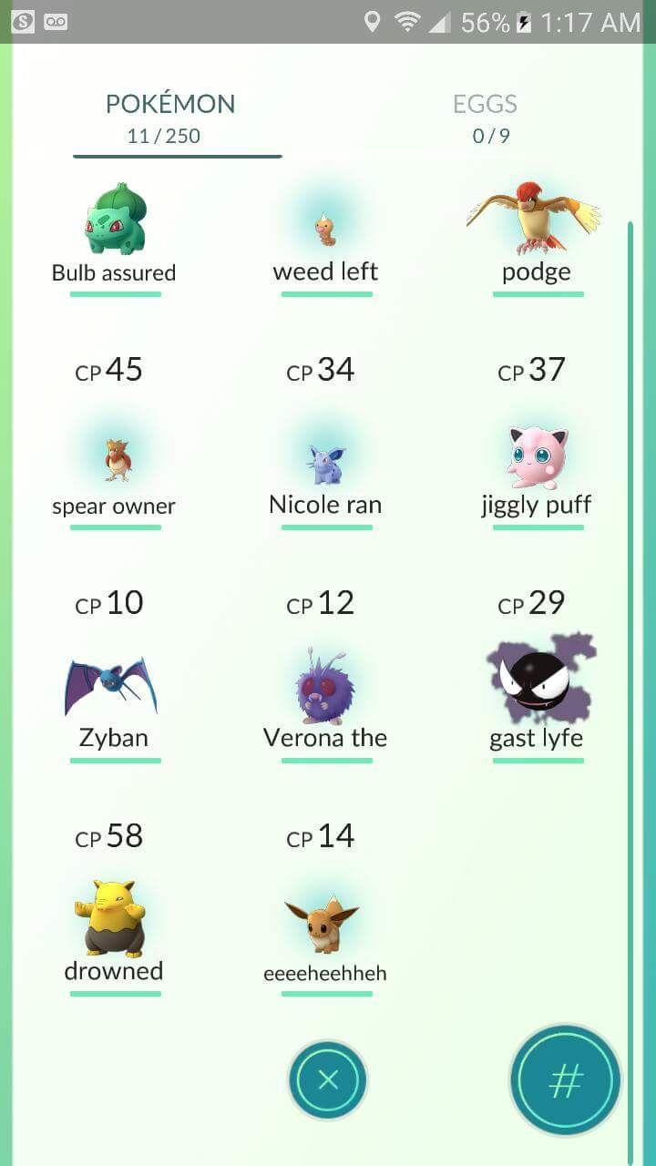 Pt. 2)Name Rater! Rate my Pokemon nicknames!