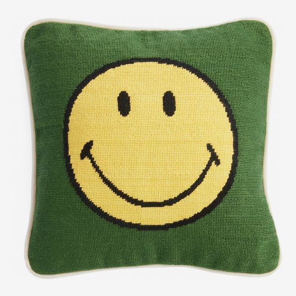 Smiley x Smathers & Branson Smiley Face Needlepoint Accent Pillow