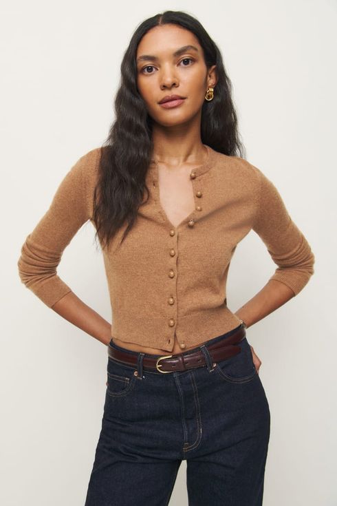 Reformation Caspia Cashmere Cropped Cardigan